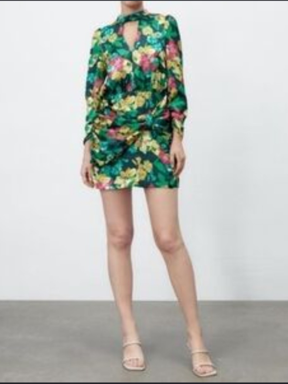 Zara Botanical Green Floral Mini Skirt